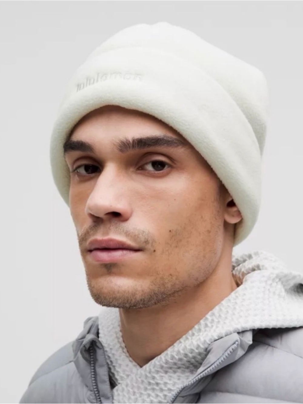 Lululemon Textured Fleece Cuffed Beanie Hat Ivory White Opal O/S